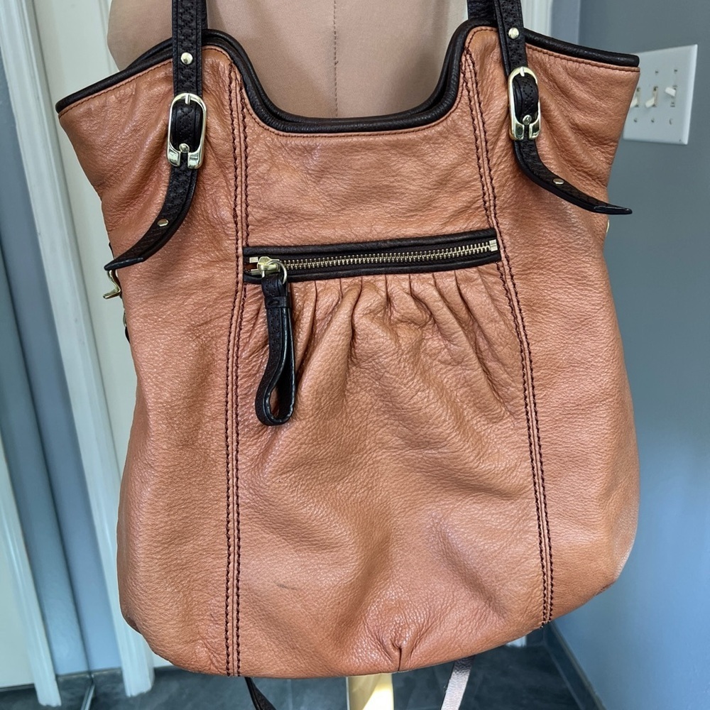 The Sak Tan Brown Leather Hobo Crossbody Shoulder Bag Bohemian Hippie - Picture 6 of 16